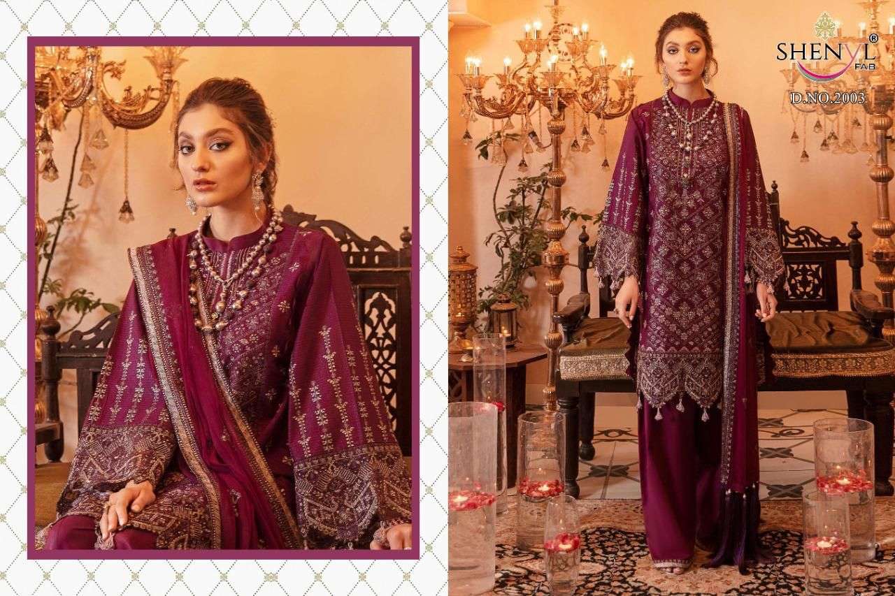 AIROZEH VOL-2 BY SHENYL FABS 2001 TO 2004 SERIES DESIGNER PAKISTANI SUITS BEAUTIFUL STYLISH FANCY COLORFUL PARTY WEAR & ETHNIC WEAR FAUX GEORGETTE EMBROIDERED DRESSES AT WHOLESALE PRICE
