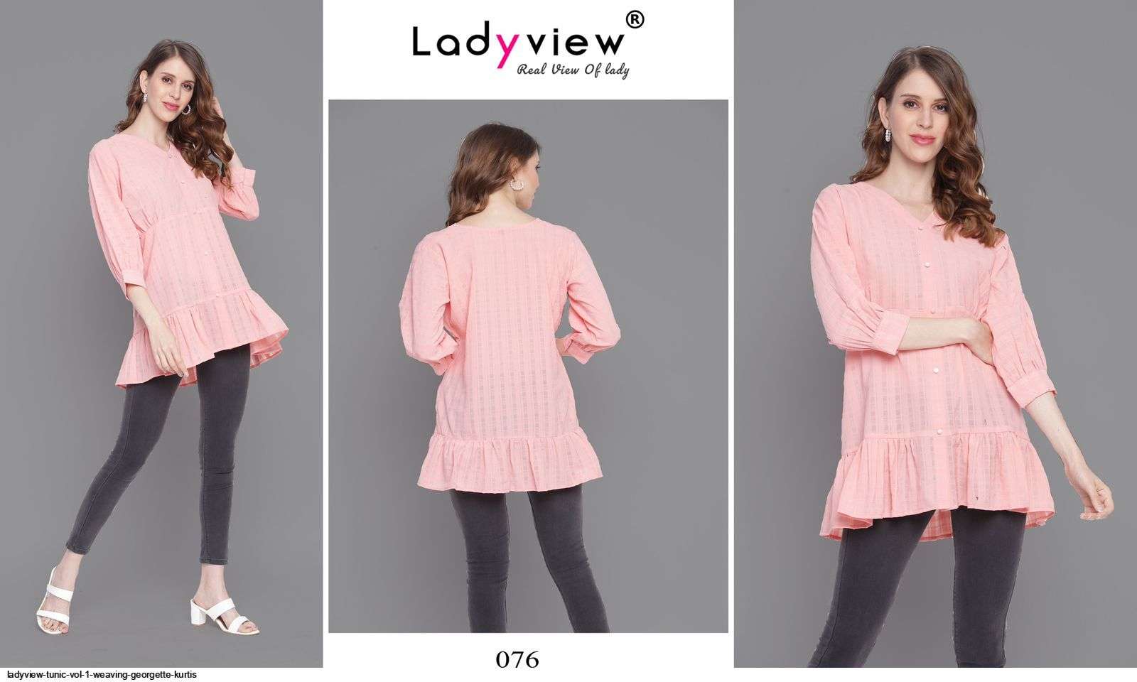 TUNIC VOL-1 BY LADY VIEW BEAUTIFUL STYLISH FANCY COLORFUL CASUAL WEAR & ETHNIC WEAR & READY TO WEAR PREMIUM GEORGETTE TOPS AT WHOLESALE PRICE