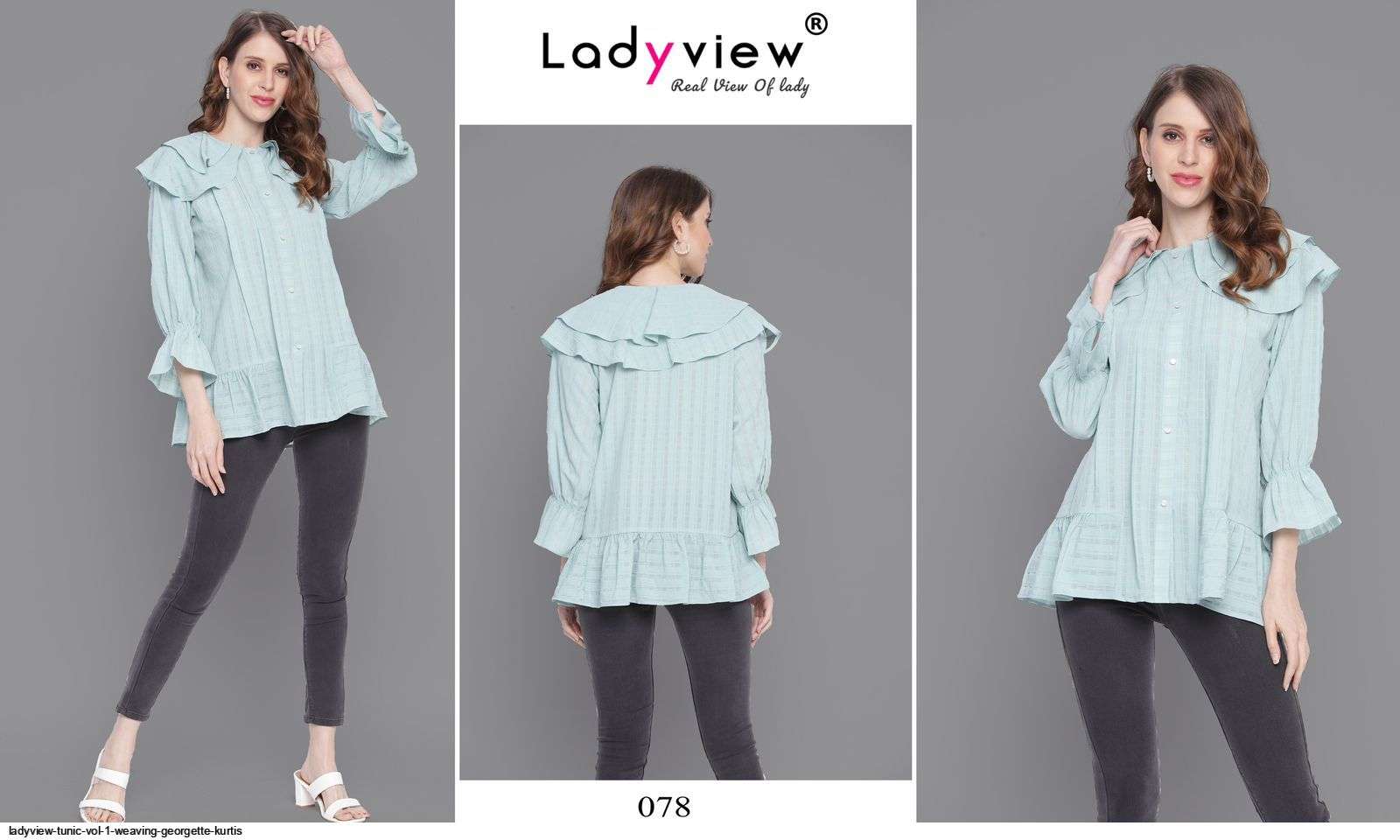TUNIC VOL-1 BY LADY VIEW BEAUTIFUL STYLISH FANCY COLORFUL CASUAL WEAR & ETHNIC WEAR & READY TO WEAR PREMIUM GEORGETTE TOPS AT WHOLESALE PRICE