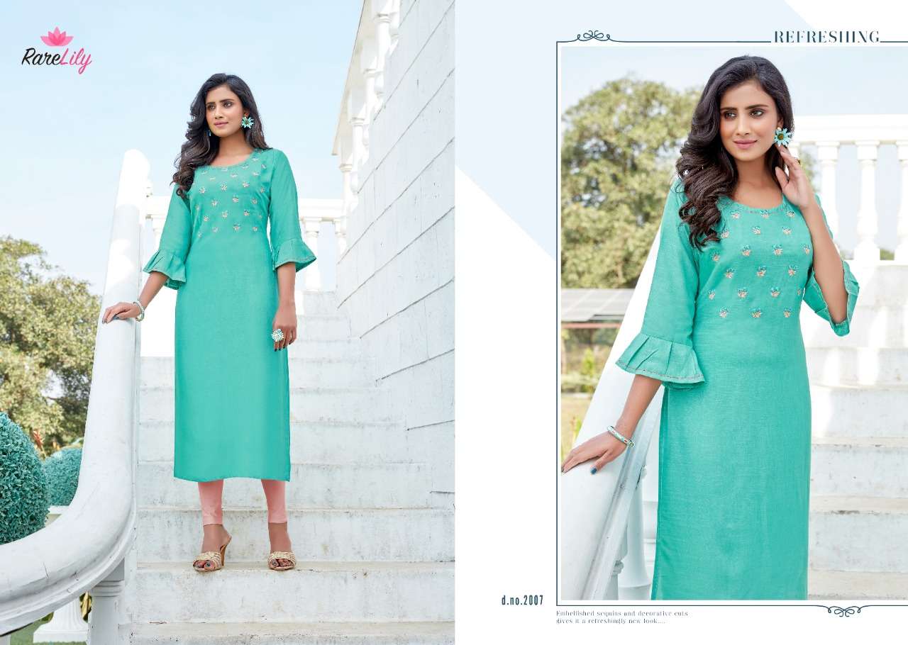 NETFLIX BY RARE LILY 2001 TO 2009 SERIES DESIGNER STYLISH FANCY COLORFUL BEAUTIFUL PARTY WEAR & ETHNIC WEAR COLLECTION RAYON WITH WORK KURTIS AT WHOLESALE PRICE