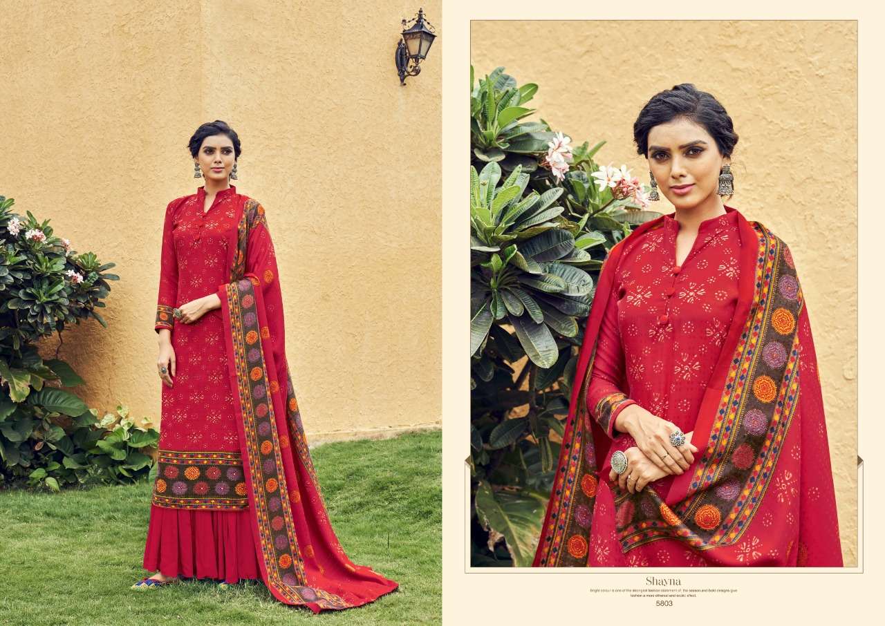 SAHYNA BY VRIDHEE FASHION 5801 TO 5808 SERIES INDIAN TRADITIONAL WEAR COLLECTION BEAUTIFUL STYLISH FANCY COLORFUL PARTY WEAR & OCCASIONAL WEAR PURE PASHMINA PRINT WITH WORK DRESSES AT WHOLESALE PRICE