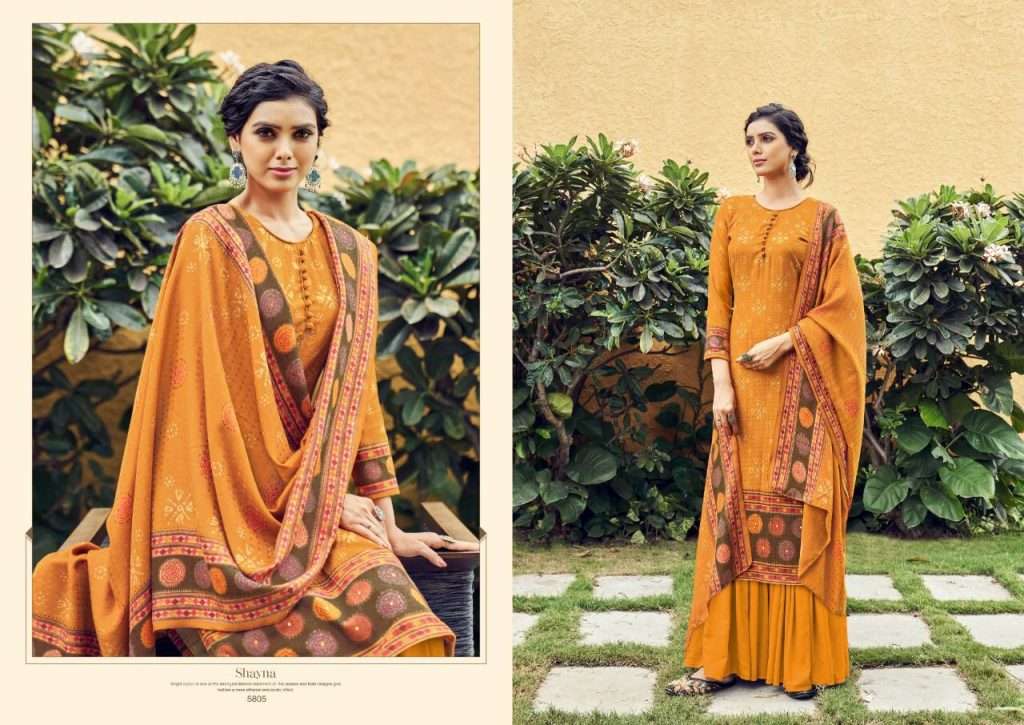 SAHYNA BY VRIDHEE FASHION 5801 TO 5808 SERIES INDIAN TRADITIONAL WEAR COLLECTION BEAUTIFUL STYLISH FANCY COLORFUL PARTY WEAR & OCCASIONAL WEAR PURE PASHMINA PRINT WITH WORK DRESSES AT WHOLESALE PRICE