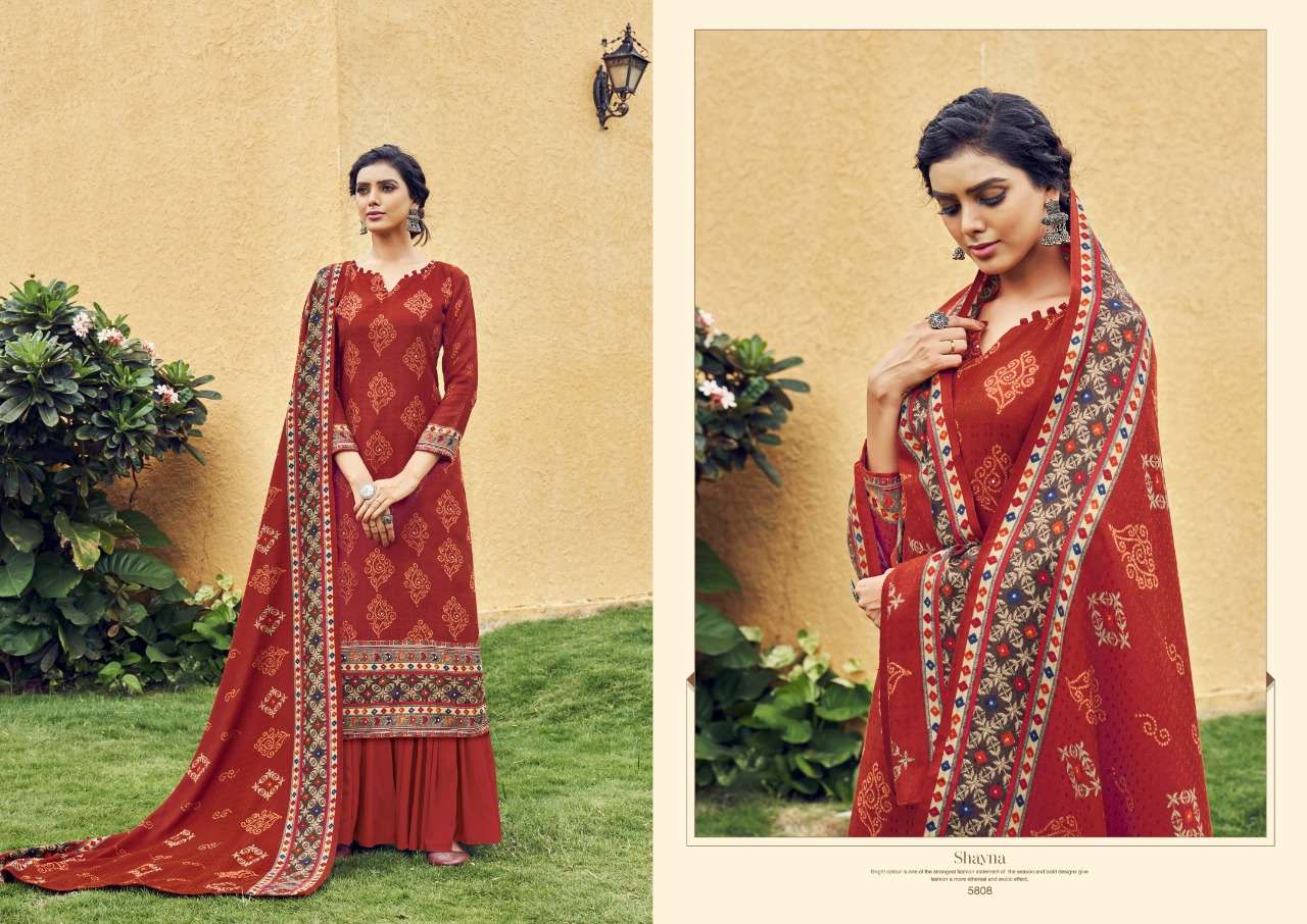 SAHYNA BY VRIDHEE FASHION 5801 TO 5808 SERIES INDIAN TRADITIONAL WEAR COLLECTION BEAUTIFUL STYLISH FANCY COLORFUL PARTY WEAR & OCCASIONAL WEAR PURE PASHMINA PRINT WITH WORK DRESSES AT WHOLESALE PRICE
