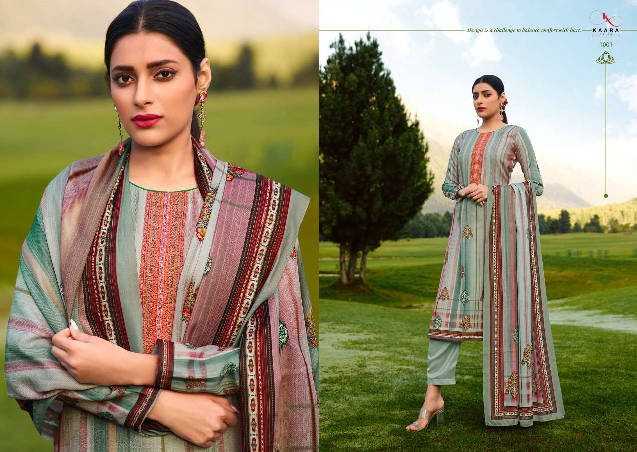 GULKAND BY KAARA SUITS 1001 TO 1008 SERIES BEAUTIFUL SUITS COLORFUL STYLISH FANCY CASUAL WEAR & ETHNIC WEAR PASHMINA PRINT DRESSES AT WHOLESALE PRICE