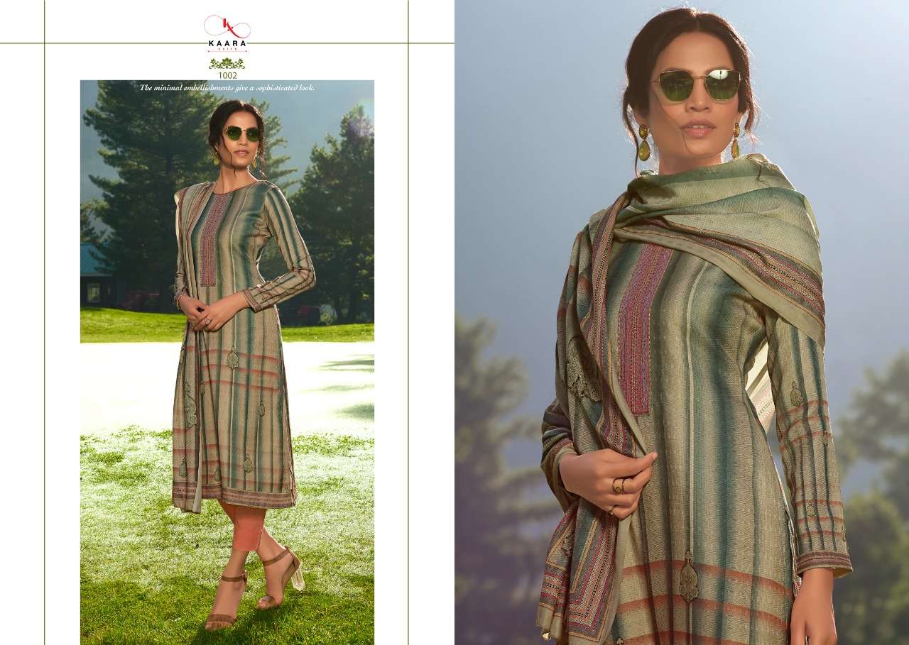 GULKAND BY KAARA SUITS 1001 TO 1008 SERIES BEAUTIFUL SUITS COLORFUL STYLISH FANCY CASUAL WEAR & ETHNIC WEAR PASHMINA PRINT DRESSES AT WHOLESALE PRICE