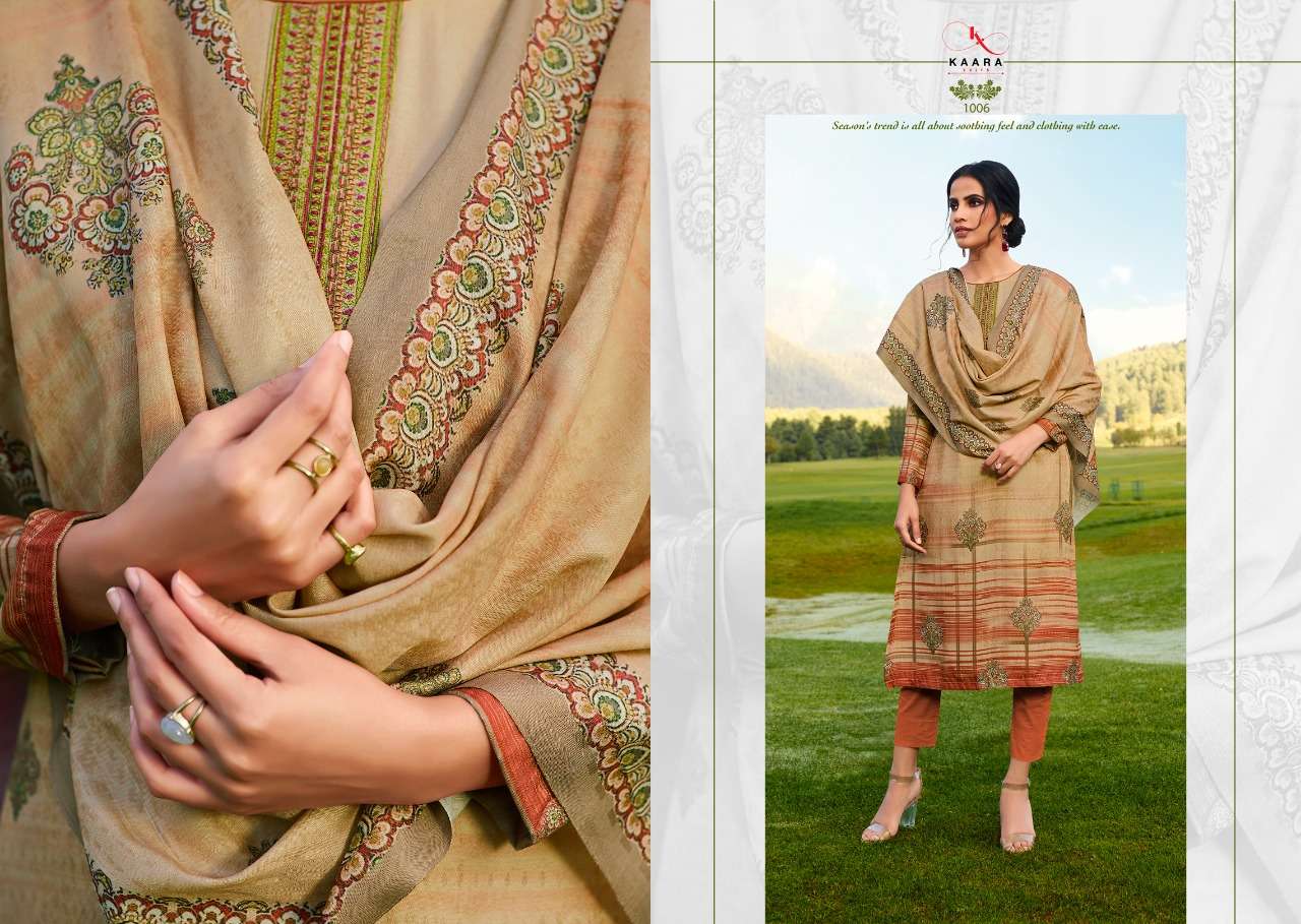 GULKAND BY KAARA SUITS 1001 TO 1008 SERIES BEAUTIFUL SUITS COLORFUL STYLISH FANCY CASUAL WEAR & ETHNIC WEAR PASHMINA PRINT DRESSES AT WHOLESALE PRICE