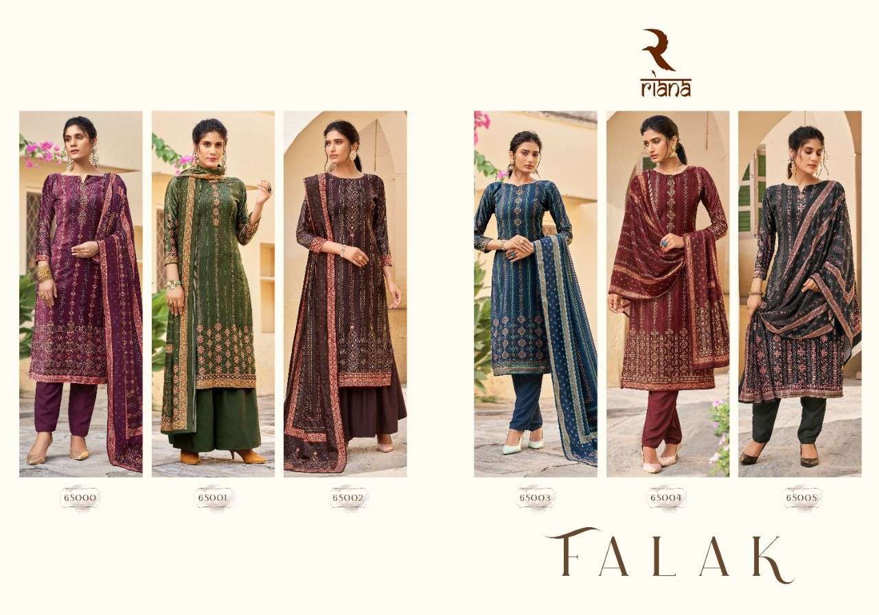 FALAK BY RIANA 65000 TO 65005 SERIES BEAUTIFUL STYLISH SUITS FANCY COLORFUL CASUAL WEAR & ETHNIC WEAR & READY TO WEAR VELVET DIGITAL PRINT DRESSES AT WHOLESALE PRICE