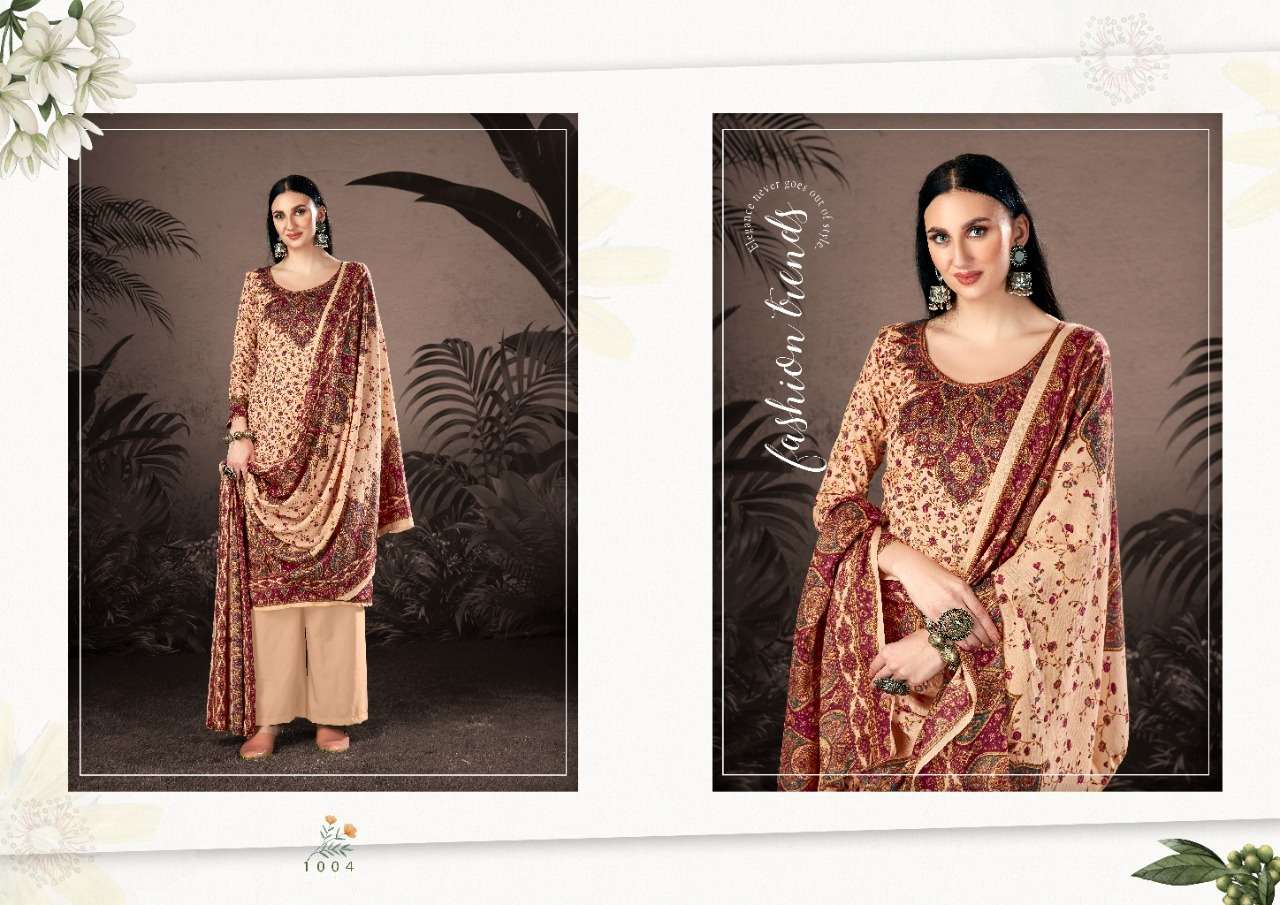NAAZ BY KESARIYA 1001 TO 1008 SERIES BEAUTIFUL STYLISH SHARARA SUITS FANCY COLORFUL CASUAL WEAR & ETHNIC WEAR & READY TO WEAR PASHMINA JACQUARD PRINTED DRESSES AT WHOLESALE PRICE