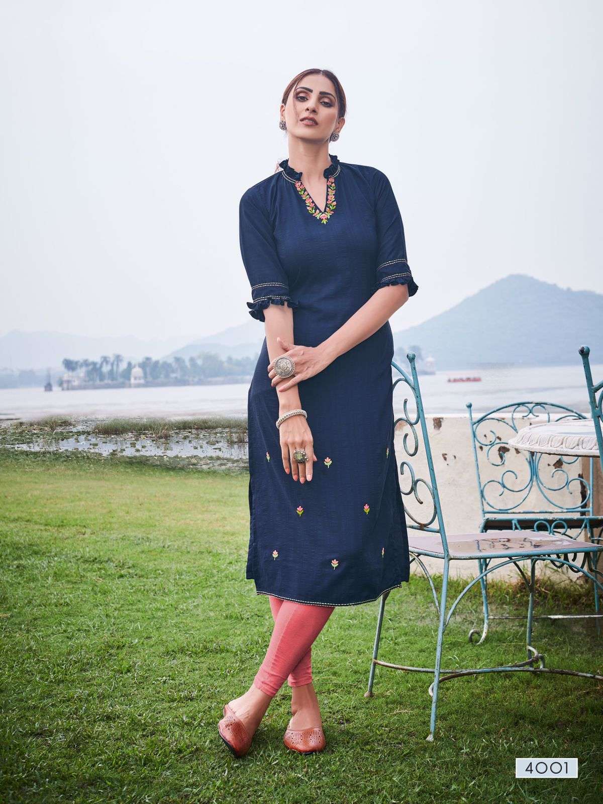 DAISY BY KURTI TIMES 4001 TO 4004 SERIES DESIGNER STYLISH FANCY COLORFUL BEAUTIFUL PARTY WEAR & ETHNIC WEAR COLLECTION PURE VISCOSE EMBROIDERY KURTIS AT WHOLESALE PRICE