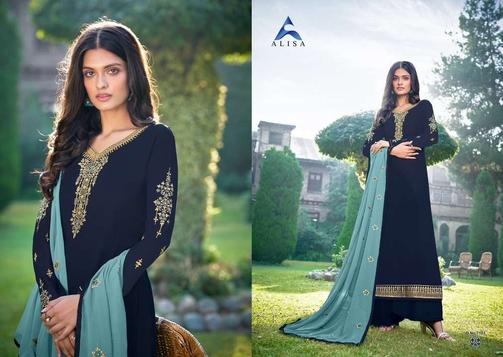 SARINA VOL-2 BY ALISA 7101 TO 7106 SERIES BEAUTIFUL SUITS COLORFUL STYLISH FANCY CASUAL WEAR & ETHNIC WEAR FAUX GEORGETTE DRESSES AT WHOLESALE PRICE
