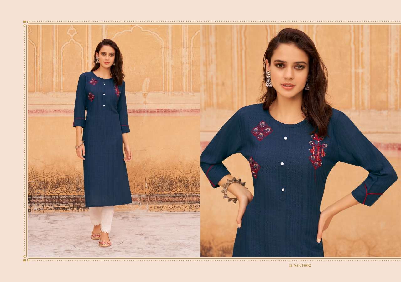 BAANI BY KIVI 1001 TO 1006 SERIES DESIGNER STYLISH FANCY COLORFUL BEAUTIFUL PARTY WEAR & ETHNIC WEAR COLLECTION FANCY EMBROIDERY KURTIS AT WHOLESALE PRICE