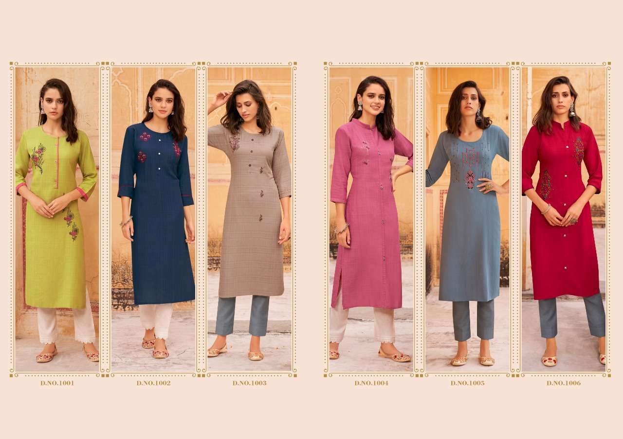 BAANI BY KIVI 1001 TO 1006 SERIES DESIGNER STYLISH FANCY COLORFUL BEAUTIFUL PARTY WEAR & ETHNIC WEAR COLLECTION FANCY EMBROIDERY KURTIS AT WHOLESALE PRICE