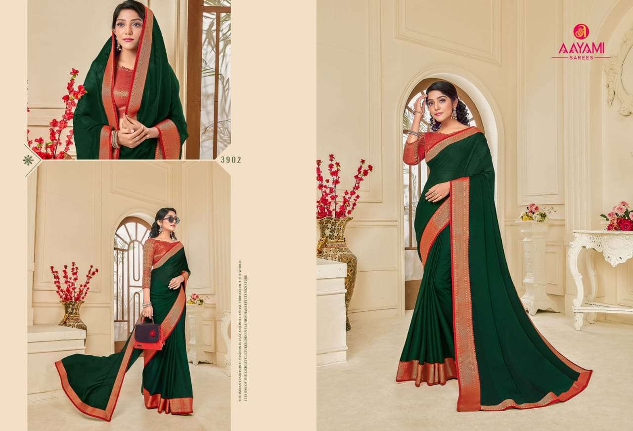 SARAS VOL-4 BY AAYAMI 3901 TO 3912 SERIES INDIAN TRADITIONAL WEAR COLLECTION BEAUTIFUL STYLISH FANCY COLORFUL PARTY WEAR & OCCASIONAL WEAR SATIN GEORGETTE SAREES AT WHOLESALE PRICE