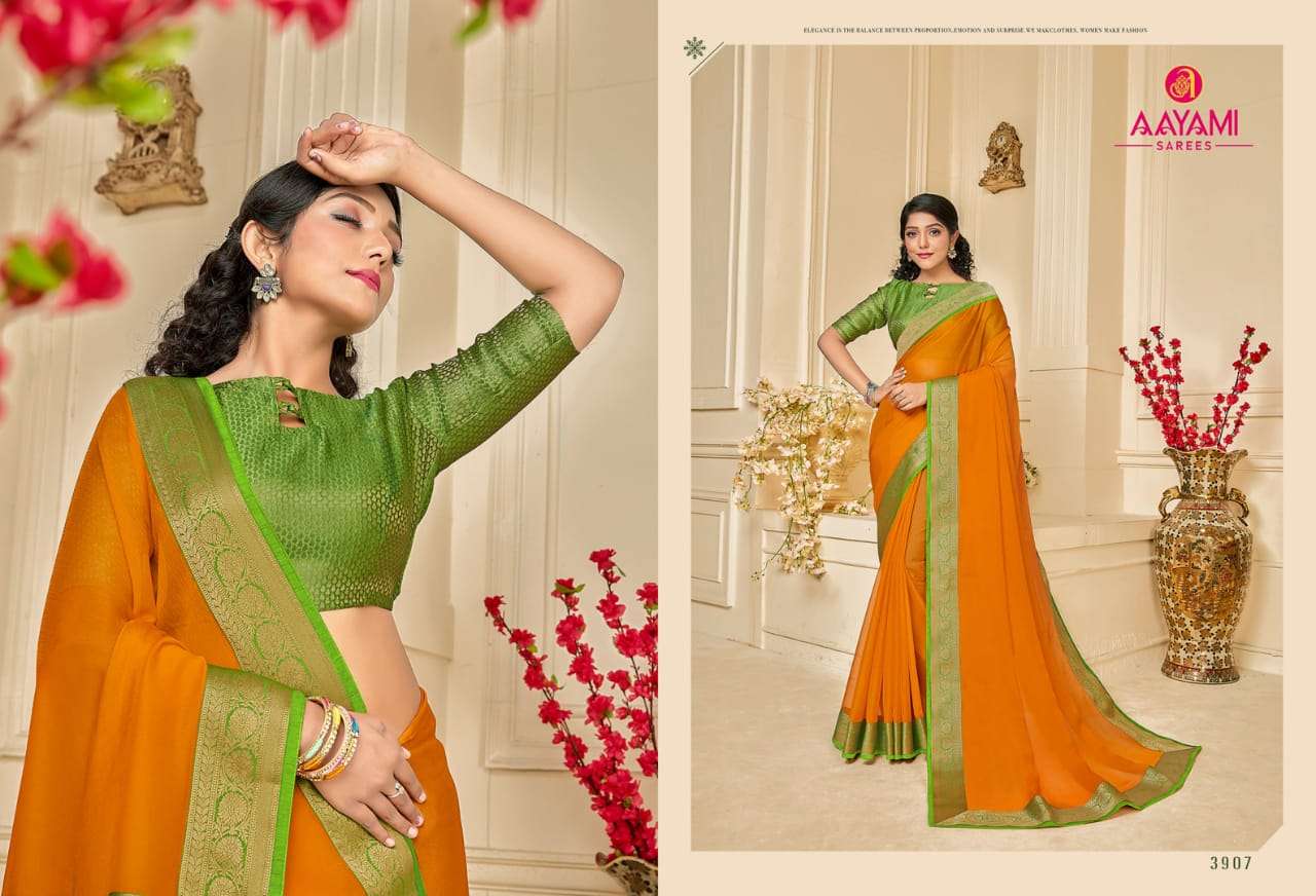 SARAS VOL-4 BY AAYAMI 3901 TO 3912 SERIES INDIAN TRADITIONAL WEAR COLLECTION BEAUTIFUL STYLISH FANCY COLORFUL PARTY WEAR & OCCASIONAL WEAR SATIN GEORGETTE SAREES AT WHOLESALE PRICE