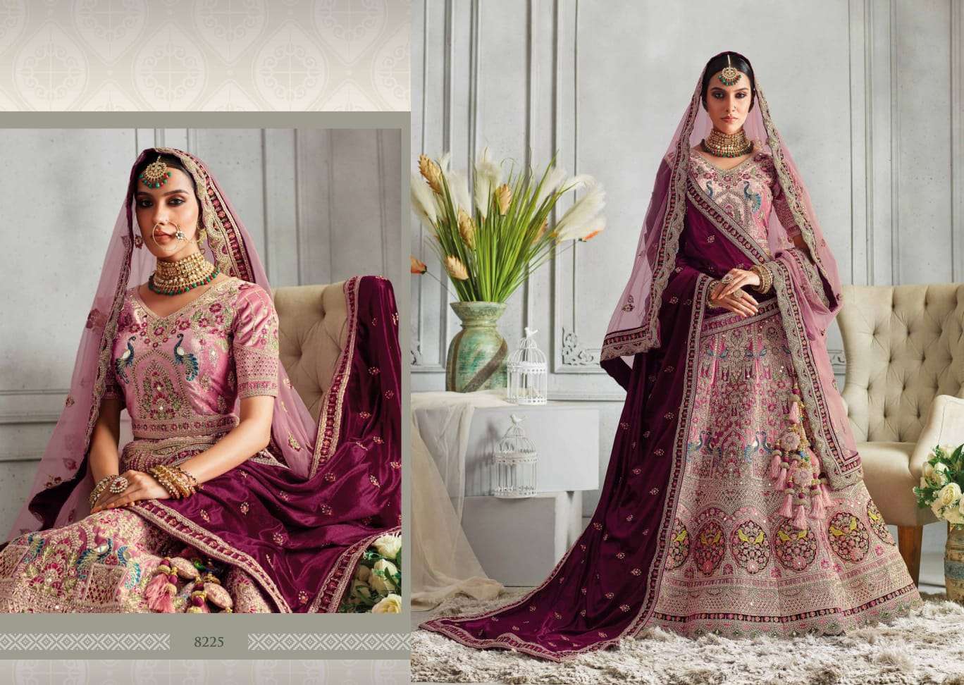 KASHISH BRIDAL BY FASHID WHOLESALE INDIAN TRADITIONAL BEAUTIFUL STYLISH DESIGNER BANARASI SILK JACQUARD EMBROIDERED PARTY WEAR SILK/VELVET LEHENGAS AT WHOLESALE PRICE
