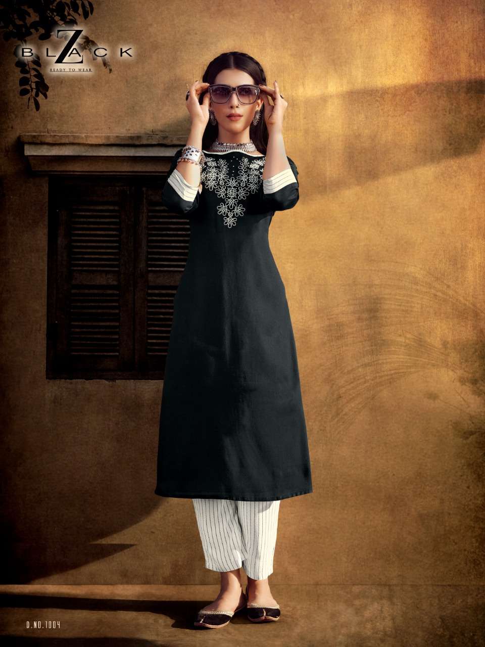 MAHIRA BY Z BLACK 1001 TO 1006 SERIES DESIGNER STYLISH FANCY COLORFUL BEAUTIFUL PARTY WEAR & ETHNIC WEAR COLLECTION RAYON EMBROIDERY KURTIS WITH BOTTOM AT WHOLESALE PRICE