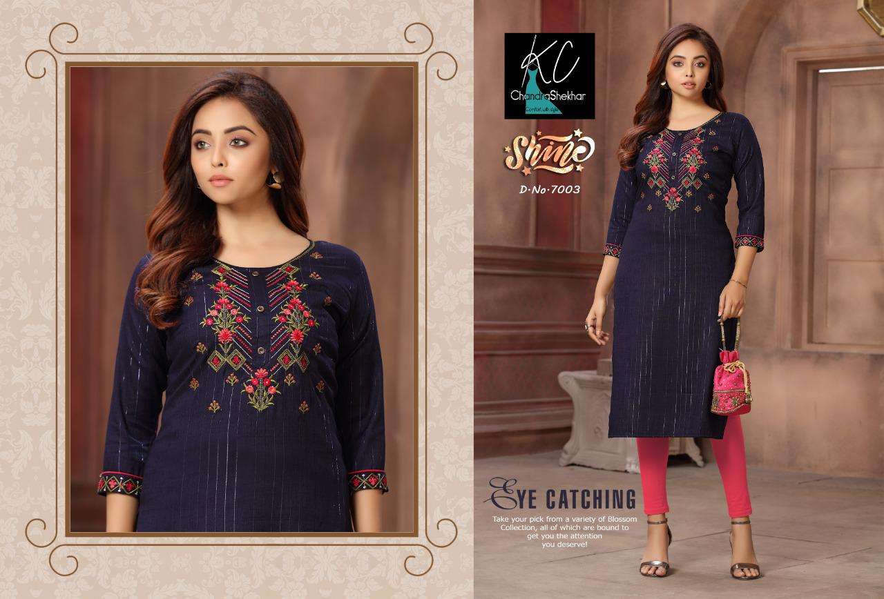 SHINE VOL-7 BY KC 701 TO 708 SERIES DESIGNER STYLISH FANCY COLORFUL BEAUTIFUL PARTY WEAR & ETHNIC WEAR COLLECTION RAYON EMBROIDERY KURTIS AT WHOLESALE PRICE