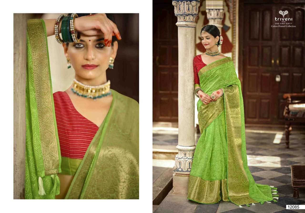RANGRITI BY TRIVENI 12081 TO 12088 SERIES INDIAN TRADITIONAL WEAR COLLECTION BEAUTIFUL STYLISH FANCY COLORFUL PARTY WEAR & OCCASIONAL WEAR LINEN COTTON SAREES AT WHOLESALE PRICE