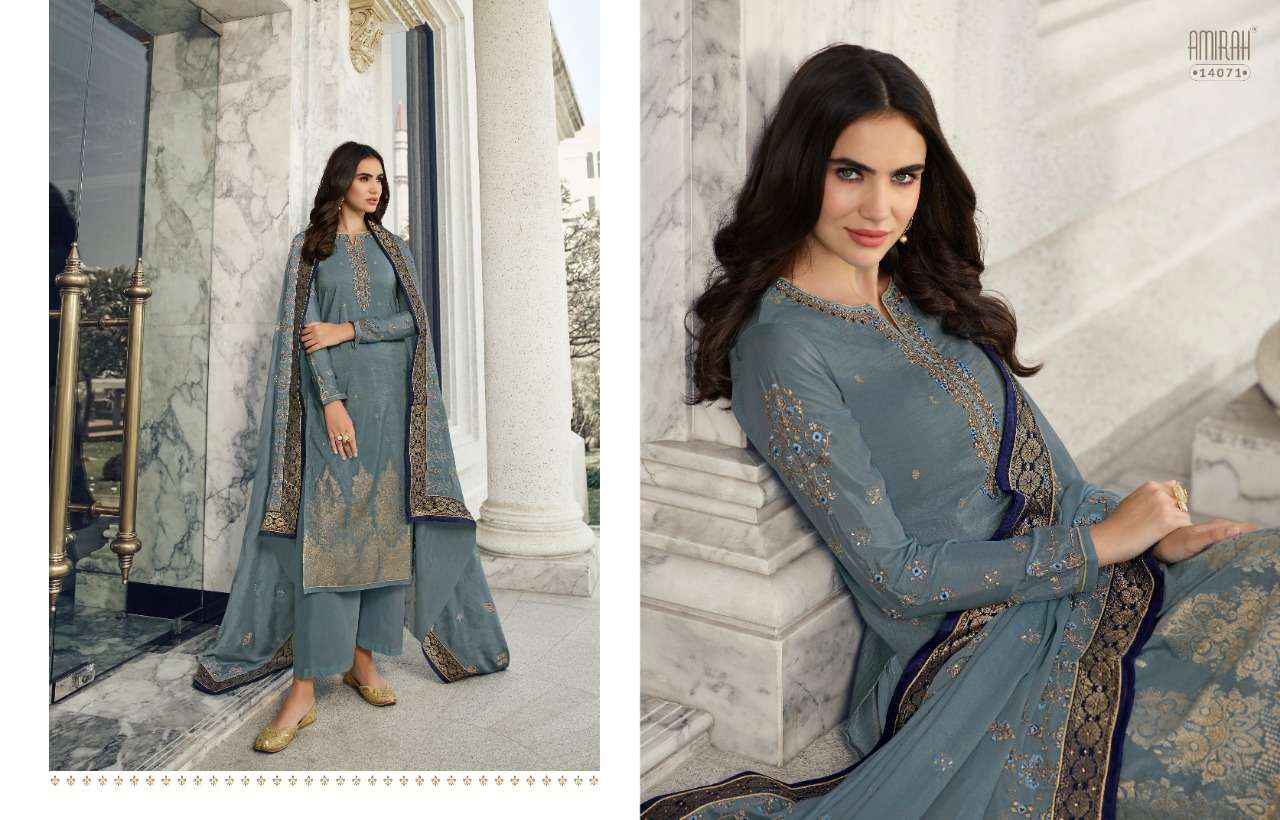 ALVINA BY AMIRAH 14071 TO 14078 SERIES BEAUTIFUL STYLISH SUITS FANCY COLORFUL CASUAL WEAR & ETHNIC WEAR & READY TO WEAR VISCOSE DOLA JACQUARD DRESSES AT WHOLESALE PRICE