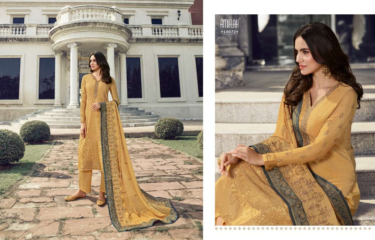 ALVINA BY AMIRAH 14071 TO 14078 SERIES BEAUTIFUL STYLISH SUITS FANCY COLORFUL CASUAL WEAR & ETHNIC WEAR & READY TO WEAR VISCOSE DOLA JACQUARD DRESSES AT WHOLESALE PRICE