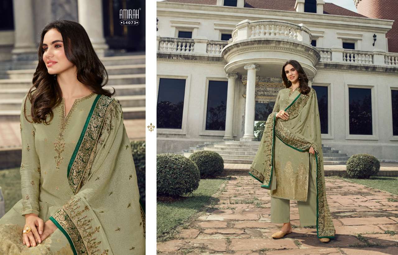 ALVINA BY AMIRAH 14071 TO 14078 SERIES BEAUTIFUL STYLISH SUITS FANCY COLORFUL CASUAL WEAR & ETHNIC WEAR & READY TO WEAR VISCOSE DOLA JACQUARD DRESSES AT WHOLESALE PRICE