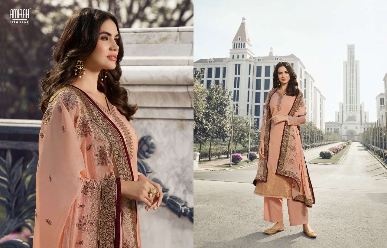 ALVINA BY AMIRAH 14071 TO 14078 SERIES BEAUTIFUL STYLISH SUITS FANCY COLORFUL CASUAL WEAR & ETHNIC WEAR & READY TO WEAR VISCOSE DOLA JACQUARD DRESSES AT WHOLESALE PRICE