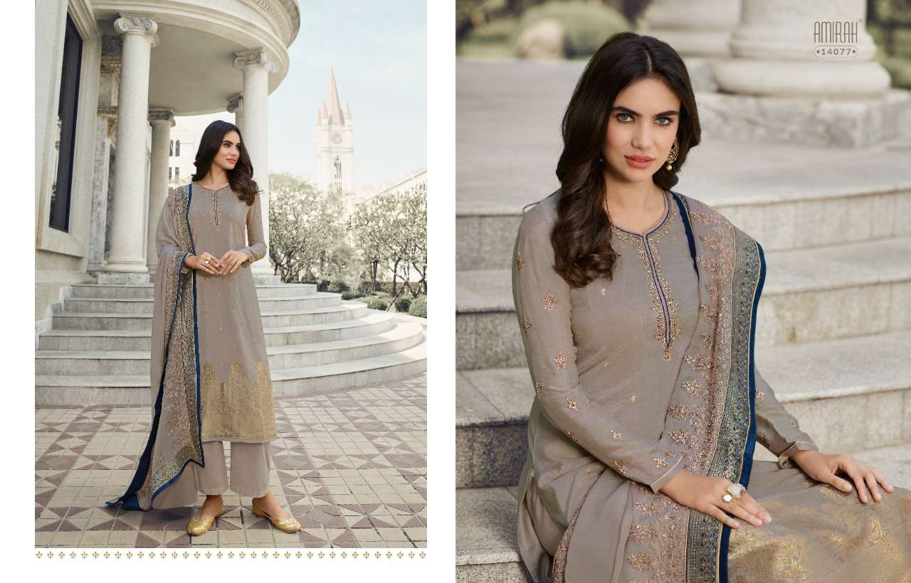 ALVINA BY AMIRAH 14071 TO 14078 SERIES BEAUTIFUL STYLISH SUITS FANCY COLORFUL CASUAL WEAR & ETHNIC WEAR & READY TO WEAR VISCOSE DOLA JACQUARD DRESSES AT WHOLESALE PRICE