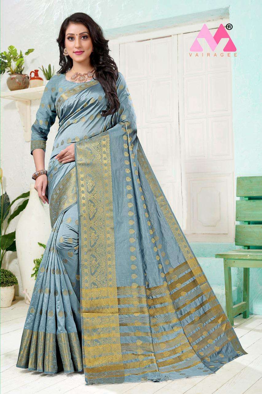 ZARINA VOL-8 BY VAIRAGEE 801 TO 806 SERIES INDIAN TRADITIONAL WEAR COLLECTION BEAUTIFUL STYLISH FANCY COLORFUL PARTY WEAR & OCCASIONAL WEAR SILK SAREES AT WHOLESALE PRICE