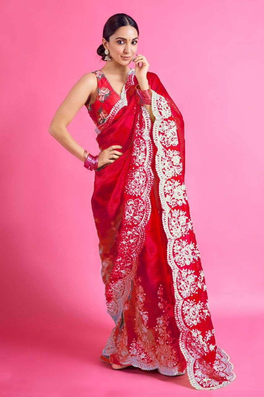 KIARA BY VAIRAGEE 101 TO 106 SERIES INDIAN TRADITIONAL WEAR COLLECTION BEAUTIFUL STYLISH FANCY COLORFUL PARTY WEAR & OCCASIONAL WEAR ORGANZA SAREES AT WHOLESALE PRICE
