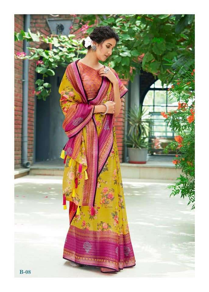 BUDEWIESER BY SHREYANS 01 TO 08 SERIES INDIAN TRADITIONAL WEAR COLLECTION BEAUTIFUL STYLISH FANCY COLORFUL PARTY WEAR & OCCASIONAL WEAR PURE LINEN SAREES AT WHOLESALE PRICE