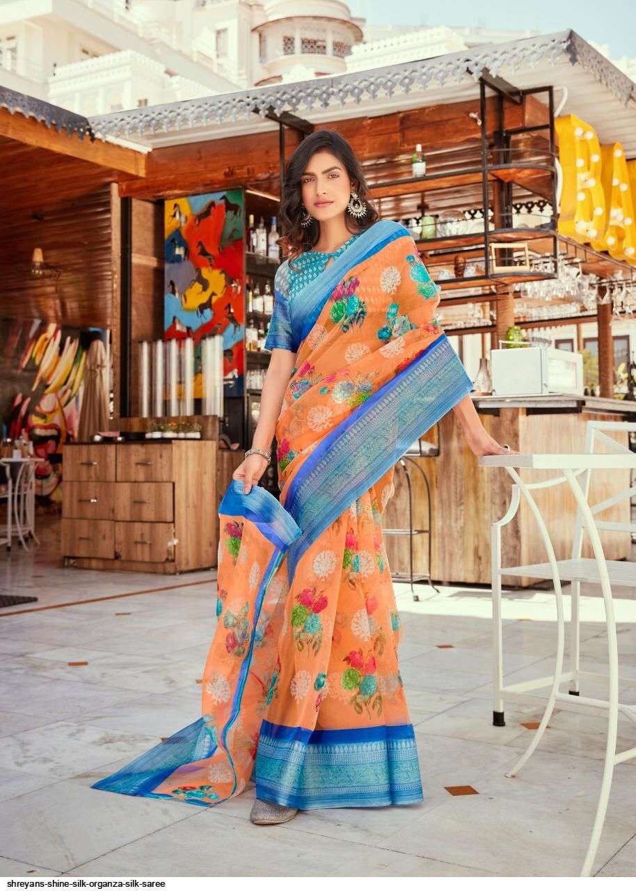 SHINE SILK BY SHREYANS 03 TO 12 SERIES INDIAN TRADITIONAL WEAR COLLECTION BEAUTIFUL STYLISH FANCY COLORFUL PARTY WEAR & OCCASIONAL WEAR ORGANZA SAREES AT WHOLESALE PRICE