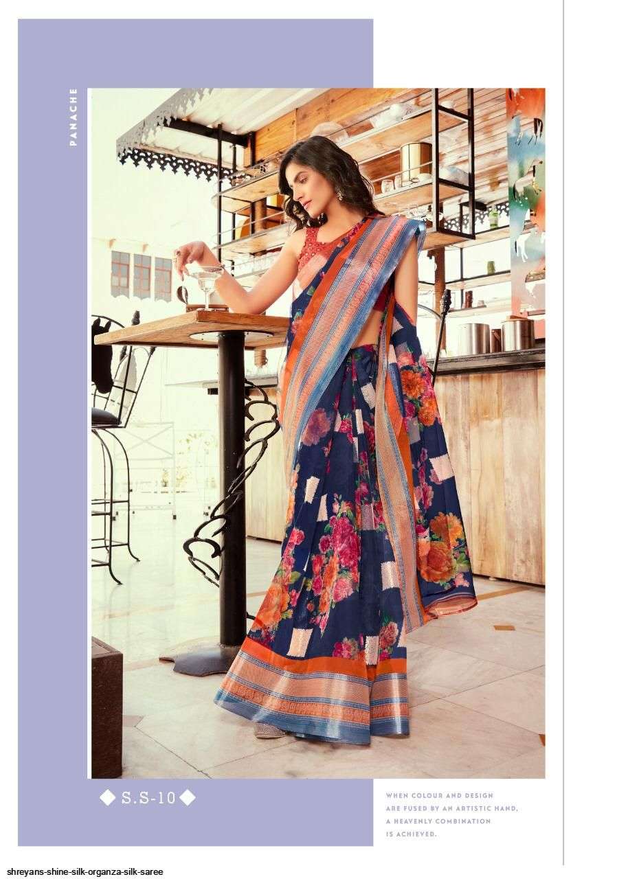 SHINE SILK BY SHREYANS 03 TO 12 SERIES INDIAN TRADITIONAL WEAR COLLECTION BEAUTIFUL STYLISH FANCY COLORFUL PARTY WEAR & OCCASIONAL WEAR ORGANZA SAREES AT WHOLESALE PRICE