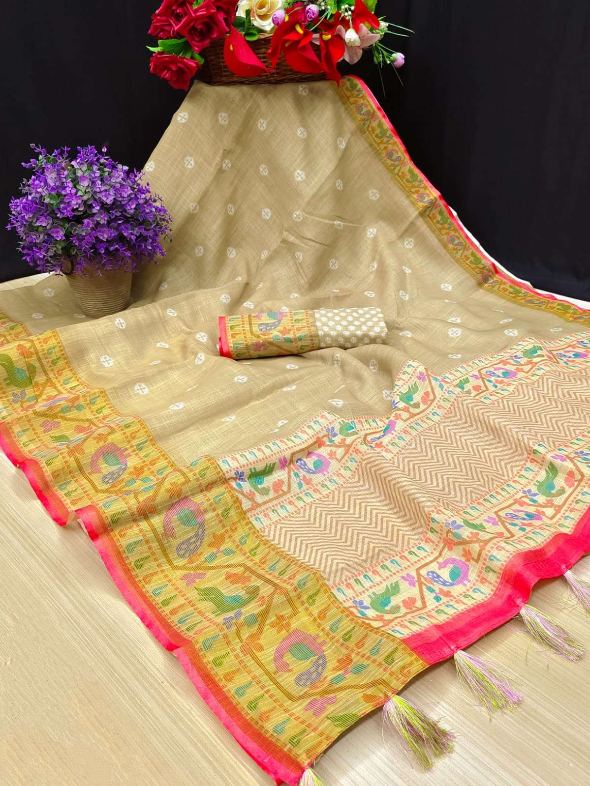 PREMIUM QUALITY VOL-3 BY MYRA 301 TO 312 SERIES INDIAN TRADITIONAL WEAR COLLECTION BEAUTIFUL STYLISH FANCY COLORFUL PARTY WEAR & OCCASIONAL WEAR LINEN SAREES AT WHOLESALE PRICE