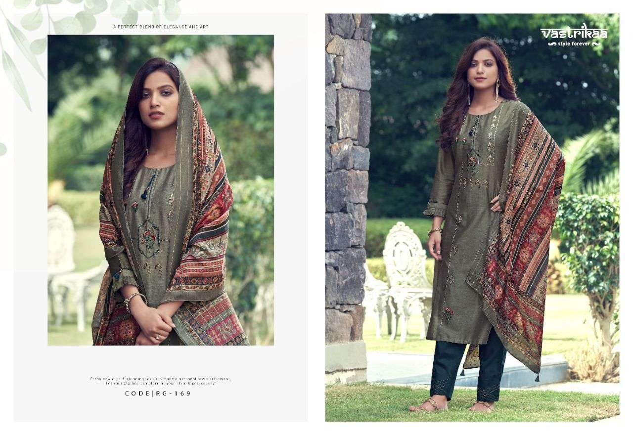 MAJESTY VOL-5 BY VASTRIKAA 165 TO 170 SERIES BEAUTIFUL SUITS COLORFUL STYLISH FANCY CASUAL WEAR & ETHNIC WEAR CHANDERI SILK DRESSES AT WHOLESALE PRICE