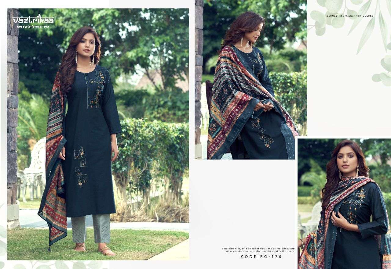 MAJESTY VOL-5 BY VASTRIKAA 165 TO 170 SERIES BEAUTIFUL SUITS COLORFUL STYLISH FANCY CASUAL WEAR & ETHNIC WEAR CHANDERI SILK DRESSES AT WHOLESALE PRICE
