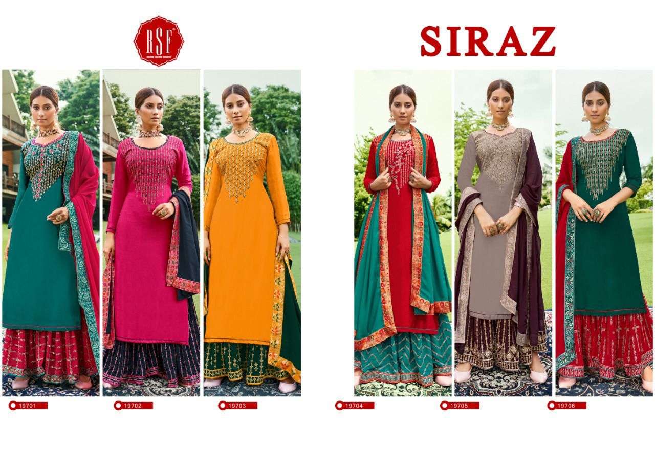 SIRAZ BY RIDDHI SIDDHI FASHION 19701 TO 19706 SERIES BEAUTIFUL SHARARA SUITS COLORFUL STYLISH FANCY CASUAL WEAR & ETHNIC WEAR VISCOSE UPADA SILK DRESSES AT WHOLESALE PRICE