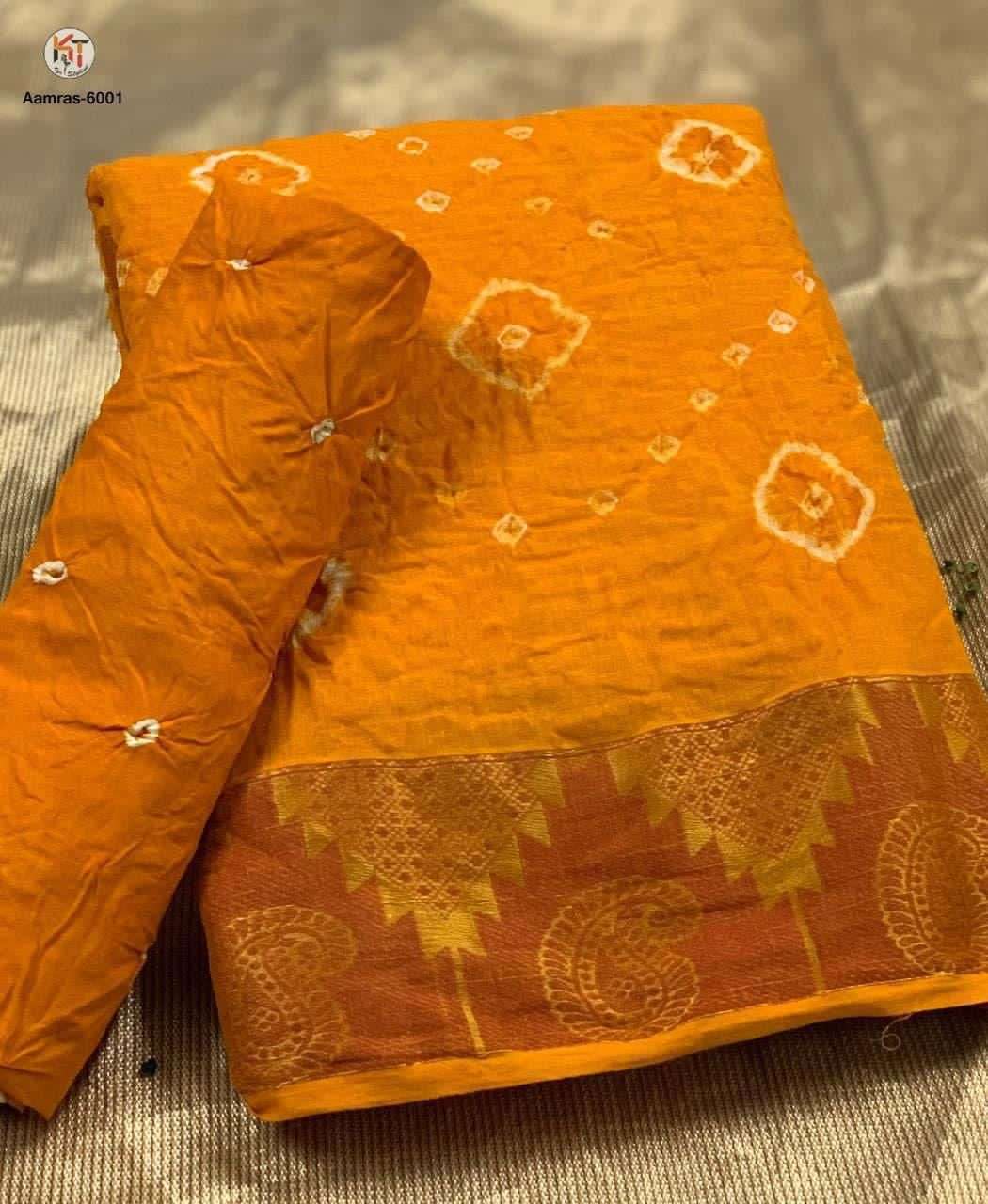AAMRAS BY FASHID WHOLESALE 6001 TO 6010 SERIES INDIAN TRADITIONAL WEAR COLLECTION BEAUTIFUL STYLISH FANCY COLORFUL PARTY WEAR & OCCASIONAL WEAR PURE COTTON SILK SAREES AT WHOLESALE PRICE