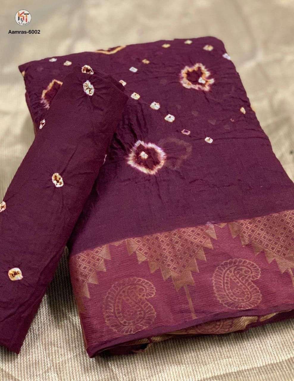 AAMRAS BY FASHID WHOLESALE 6001 TO 6010 SERIES INDIAN TRADITIONAL WEAR COLLECTION BEAUTIFUL STYLISH FANCY COLORFUL PARTY WEAR & OCCASIONAL WEAR PURE COTTON SILK SAREES AT WHOLESALE PRICE