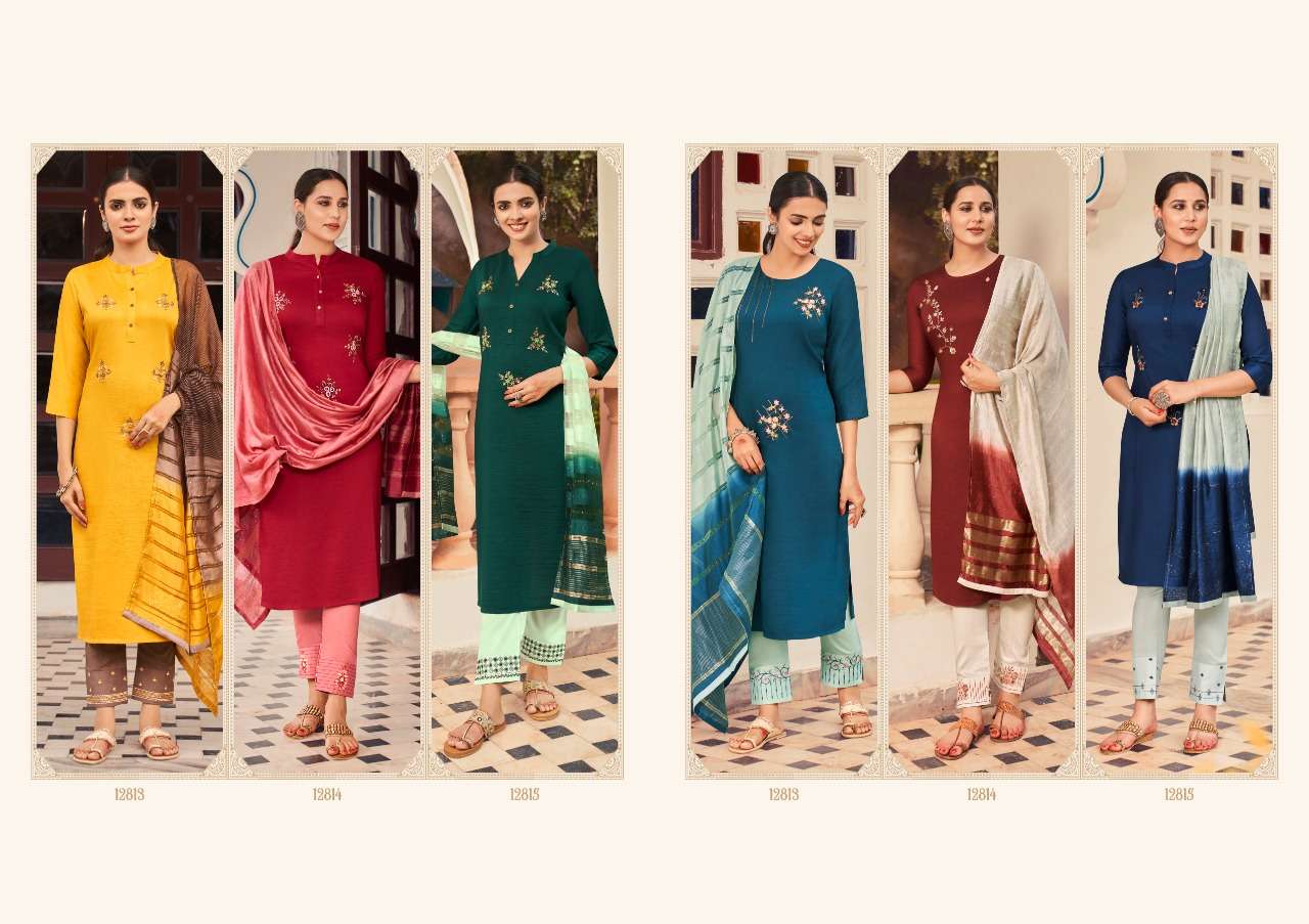 ZIBO BY KIVI 12813 TO 12818 SERIES BEAUTIFUL SUITS COLORFUL STYLISH FANCY CASUAL WEAR & ETHNIC WEAR PARAMPARA SILK DRESSES AT WHOLESALE PRICE