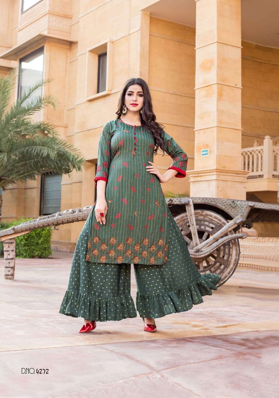 PATOLA BY YAMI FASHION 4271 TO 4276 SERIES DESIGNER STYLISH FANCY COLORFUL BEAUTIFUL PARTY WEAR & ETHNIC WEAR COLLECTION VISCOSE CHANDERI KURTIS WITH BOTTOM AT WHOLESALE PRICE