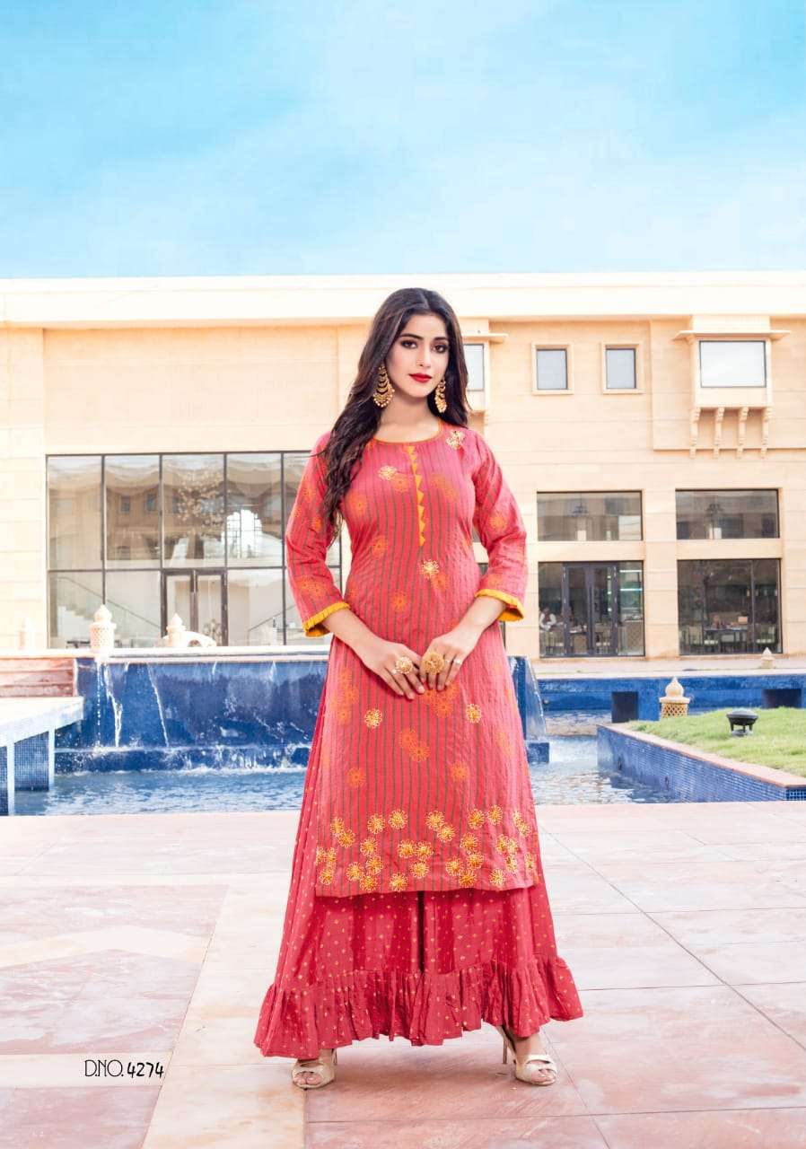 PATOLA BY YAMI FASHION 4271 TO 4276 SERIES DESIGNER STYLISH FANCY COLORFUL BEAUTIFUL PARTY WEAR & ETHNIC WEAR COLLECTION VISCOSE CHANDERI KURTIS WITH BOTTOM AT WHOLESALE PRICE