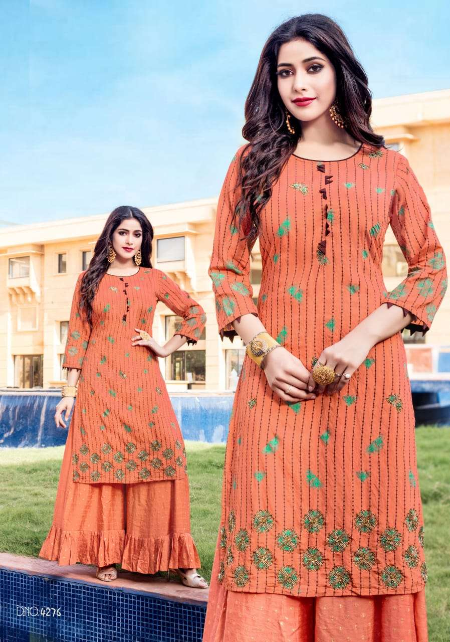 PATOLA BY YAMI FASHION 4271 TO 4276 SERIES DESIGNER STYLISH FANCY COLORFUL BEAUTIFUL PARTY WEAR & ETHNIC WEAR COLLECTION VISCOSE CHANDERI KURTIS WITH BOTTOM AT WHOLESALE PRICE