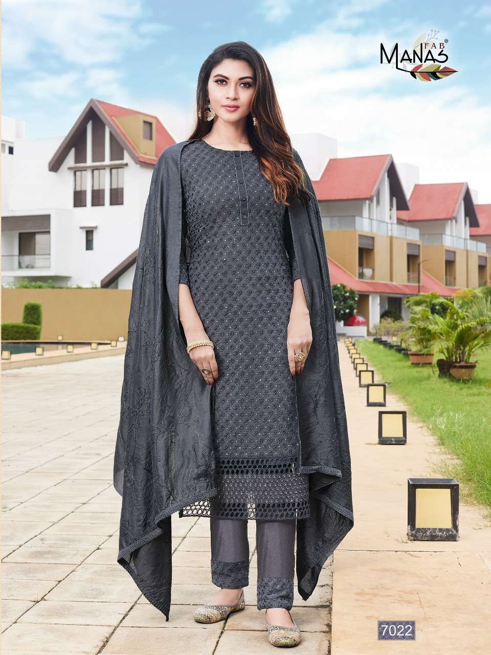 SCHIFFLI VOL-4 BY MANAS FAB 7019 TO 7024 SERIES BEAUTIFUL SUITS COLORFUL STYLISH FANCY CASUAL WEAR & ETHNIC WEAR GEORGETTE WITH SCHIFFLI WORK DRESSES AT WHOLESALE PRICE