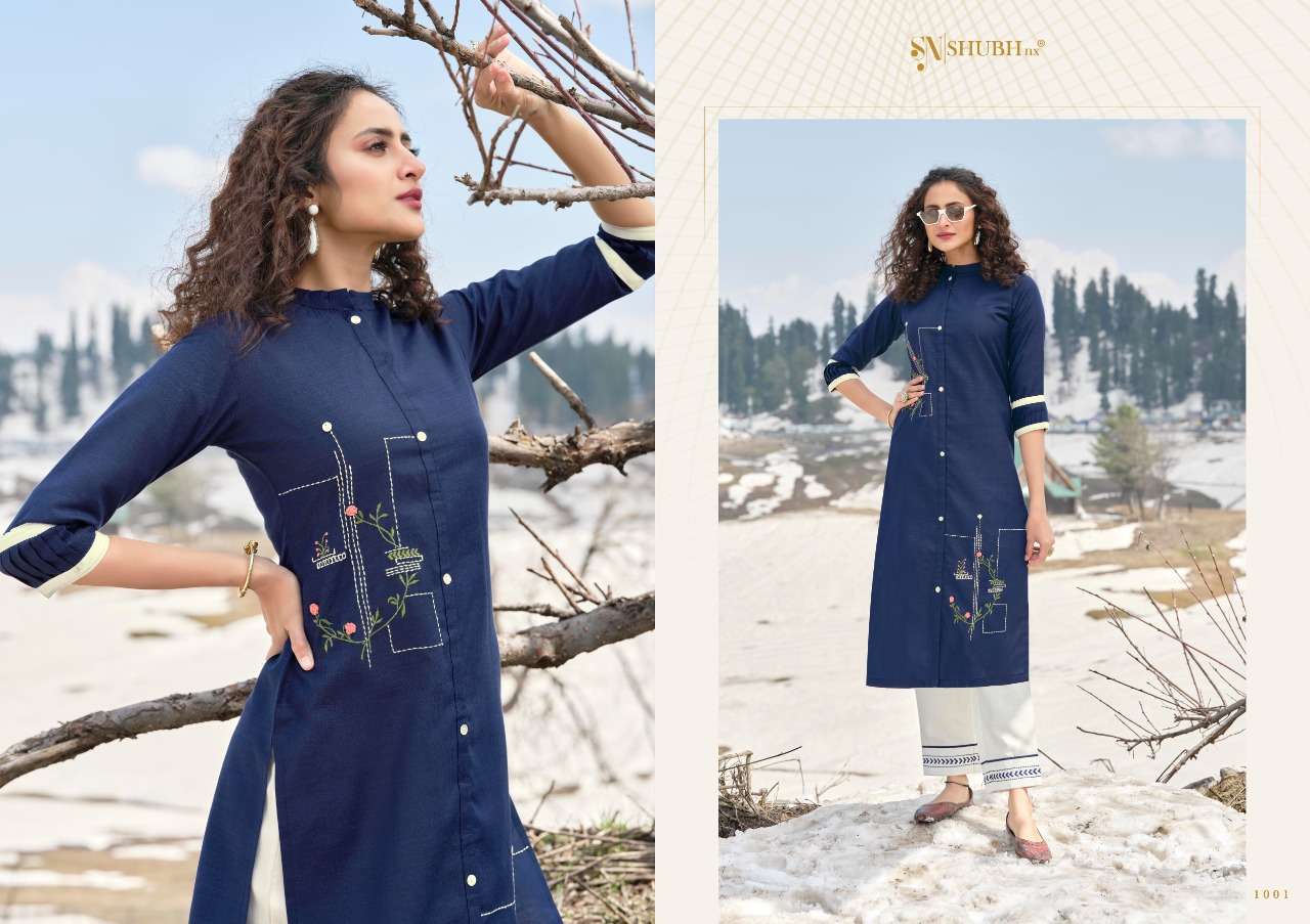 ALLEN BY SHUBH NX 1001 TO 1006 SERIES DESIGNER STYLISH FANCY COLORFUL BEAUTIFUL PARTY WEAR & ETHNIC WEAR COLLECTION COTTON SLUB KURTIS WITH BOTTOM AT WHOLESALE PRICE