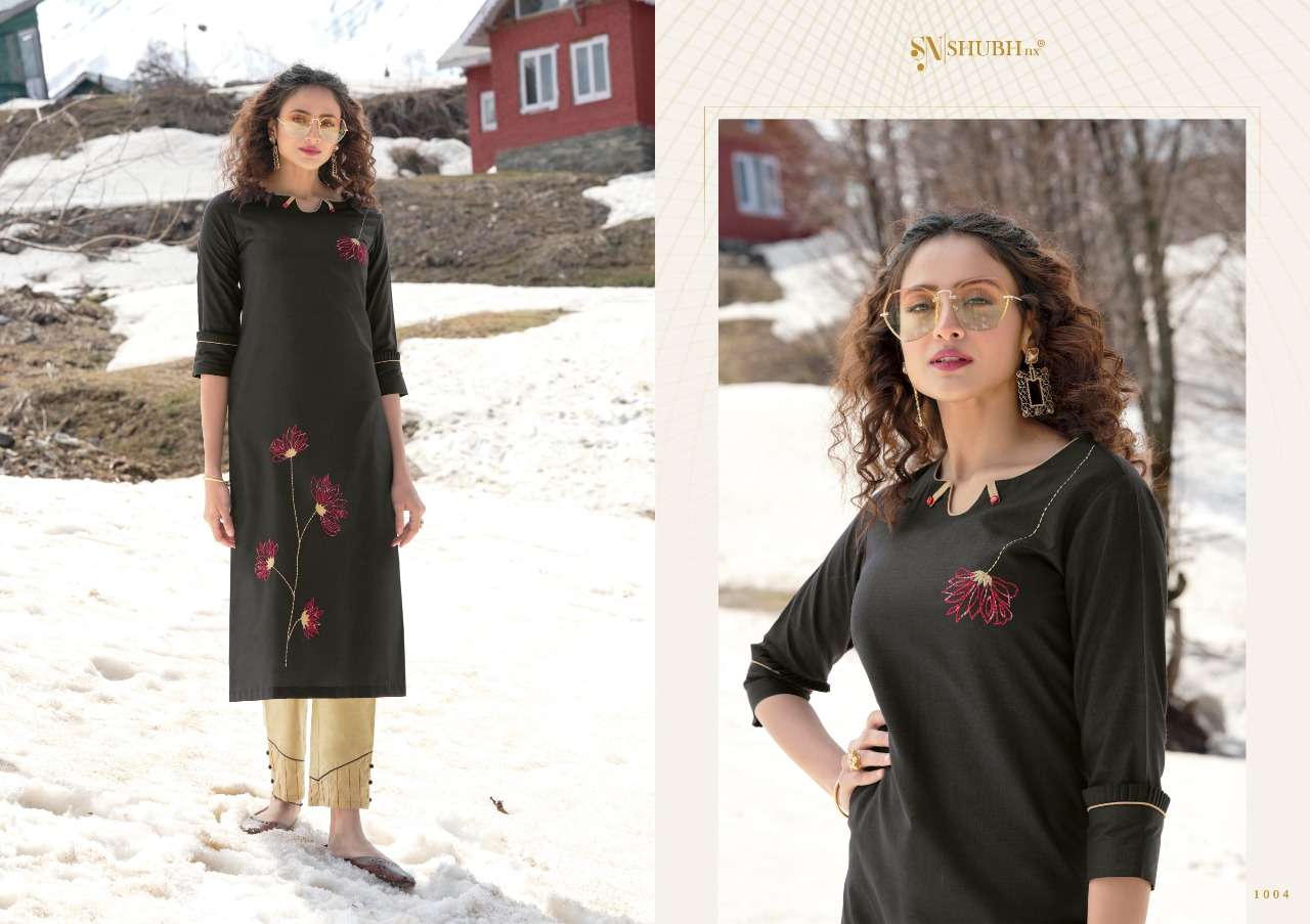 ALLEN BY SHUBH NX 1001 TO 1006 SERIES DESIGNER STYLISH FANCY COLORFUL BEAUTIFUL PARTY WEAR & ETHNIC WEAR COLLECTION COTTON SLUB KURTIS WITH BOTTOM AT WHOLESALE PRICE