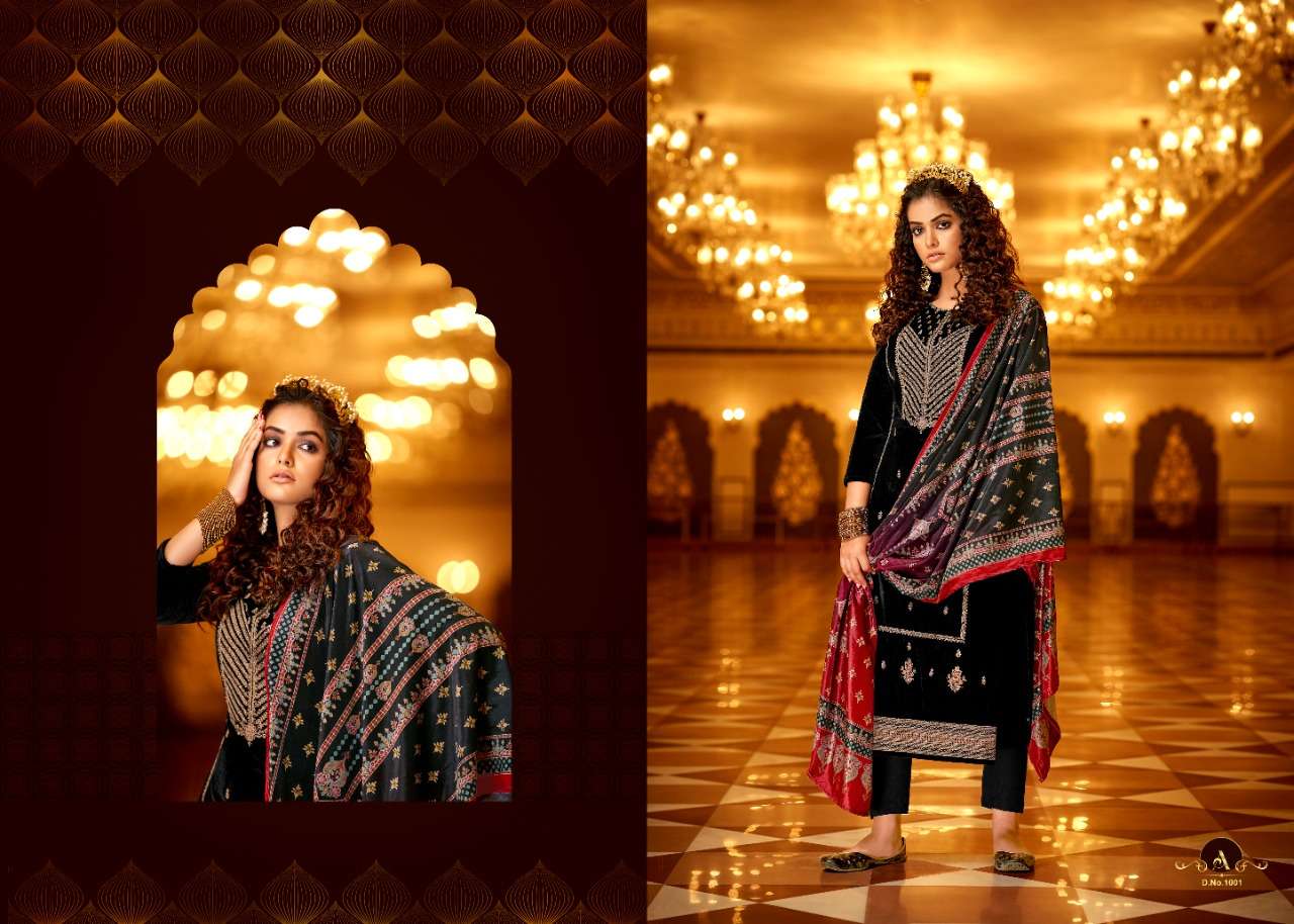 NAWABI BY ZSM 1001 TO 1006 SERIES BEAUTIFUL SUITS COLORFUL STYLISH FANCY CASUAL WEAR & ETHNIC WEAR PURE VELVET EMBROIDERED DRESSES AT WHOLESALE PRICE