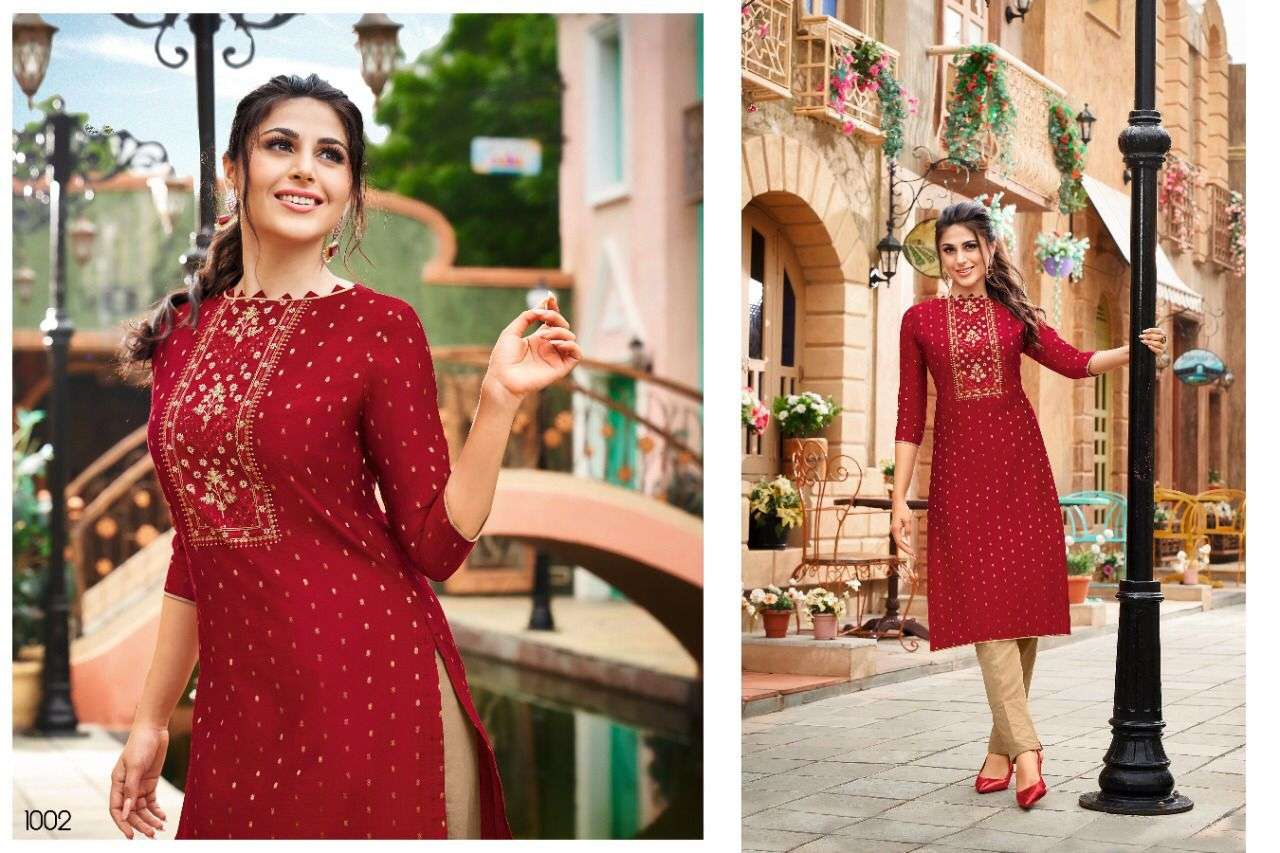 AMORY BY KAPIL TRENDZ 1001 TO 1008 SERIES DESIGNER STYLISH FANCY COLORFUL BEAUTIFUL PARTY WEAR & ETHNIC WEAR COLLECTION MODAL SILK EMBROIDERY KURTIS AT WHOLESALE PRICE