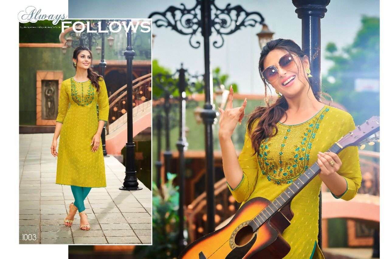 AMORY BY KAPIL TRENDZ 1001 TO 1008 SERIES DESIGNER STYLISH FANCY COLORFUL BEAUTIFUL PARTY WEAR & ETHNIC WEAR COLLECTION MODAL SILK EMBROIDERY KURTIS AT WHOLESALE PRICE