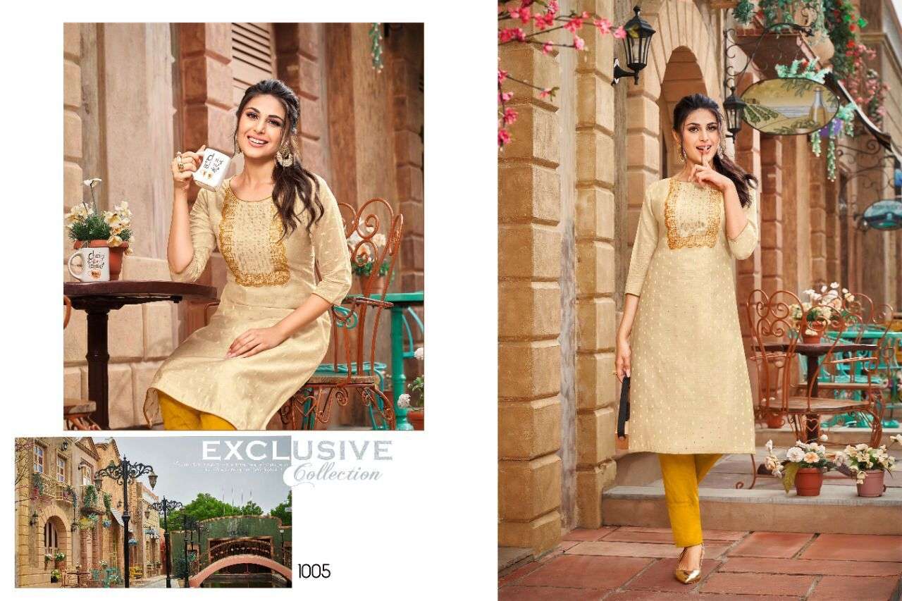 AMORY BY KAPIL TRENDZ 1001 TO 1008 SERIES DESIGNER STYLISH FANCY COLORFUL BEAUTIFUL PARTY WEAR & ETHNIC WEAR COLLECTION MODAL SILK EMBROIDERY KURTIS AT WHOLESALE PRICE