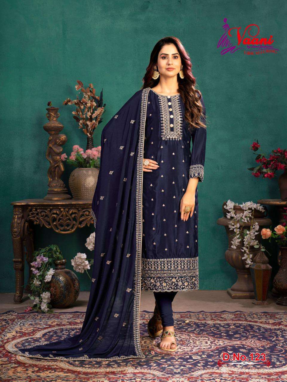 VAANI VOL-12 BY TWISHA 121 TO 124 SERIES DESIGNER SUITS COLLECTION BEAUTIFUL STYLISH FANCY COLORFUL PARTY WEAR & OCCASIONAL WEAR SILK DRESSES AT WHOLESALE PRICE